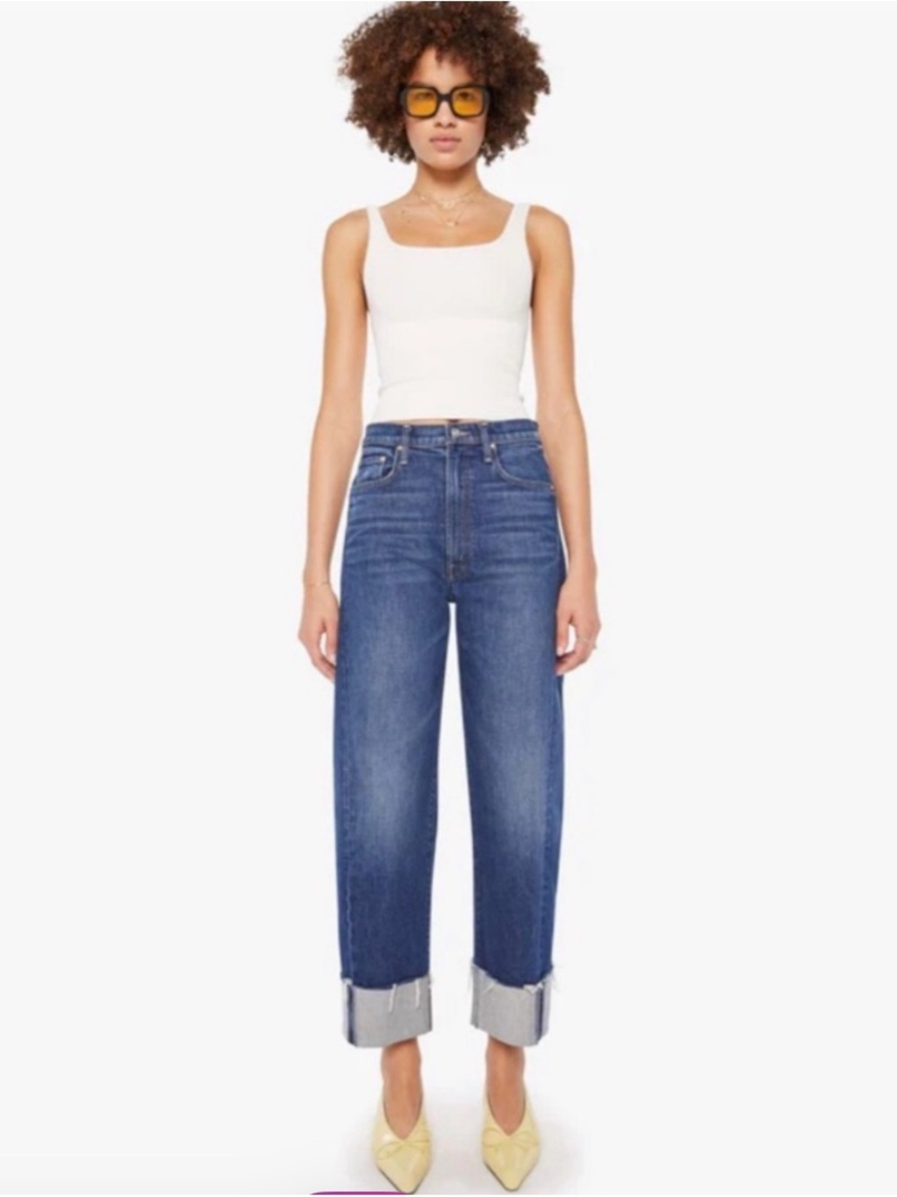 MOTHER THE HALF PIPE ANKLE CUFF FRAY DARK WASH WOMENS 28